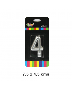 VELA NÚMERO #4 METAL PLATA/240