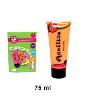 PINTURA ACRILICA 75 ML NEON NARANJA