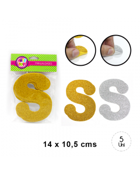 GOMA EVA GLITTER LETRA S SET5U /240