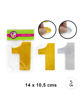 GOMA EVA GLITTER NUMERO 1 SET5U /240