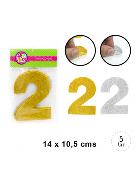 GOMA EVA GLITTER NUMERO 2 SET5U /240