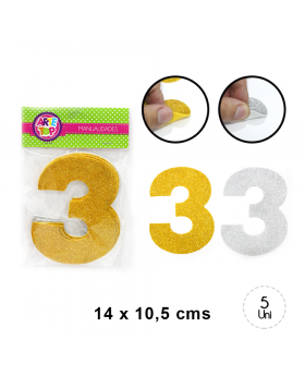 GOMA EVA GLITTER NUMERO 3 SET5U /240