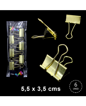 DOBLE CLIP MARIPOSA GOLDEN 3.2CM SET6U /240