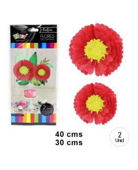 FLOR DECORATIVA PAPEL ROJO SET2U /240