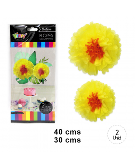 FLOR DECORATIVA PAPEL AMARILLO SET2U /240