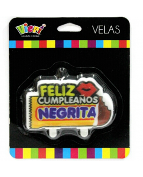 VELA FELIZCUMPLEAÑOSNEGRITA /144