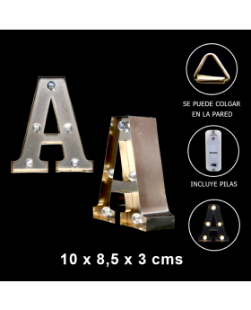 LETRA LED A COLOR GOLD X 1/60