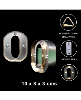 LETRA LED O GOLD 10x8x3CM /60