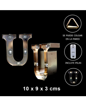 LETRA LED U GOLD 10x9x3CM /60