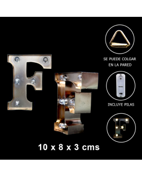LETRA LED F GOLD 10x8x3CM /60