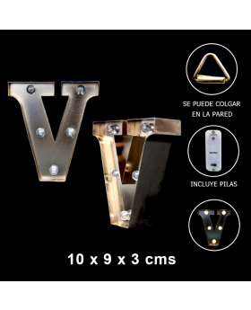 LETRA LED V GOLD 10x9x3CM /60