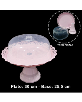 PEDESTAL CON TAPA MEDIANO ROSADO/48