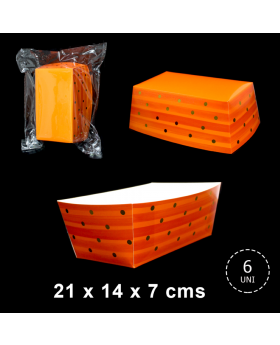 CAJA SNACK RECTANGULAR X6 NARANJA/72