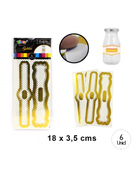 ETI. BOTELLA VIDRIO 200ML BLANCO POLKA GOLDEN/612