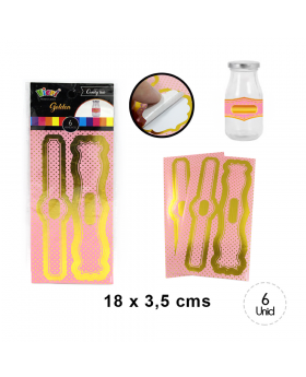 ETI. BOTELLA VIDRIO 200ML ROSA POLKA GOLDEN/612