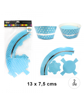 ST 2UN SOPORTE REDONDO MED CELESTE POLKA SILVER