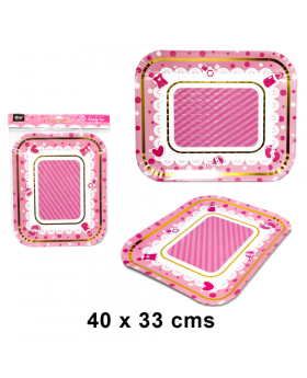 BANDEJA RECTANGULAR ROSADO 40x33CM /132