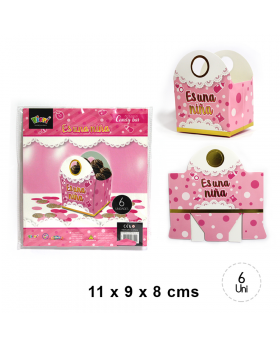 ST 6UN CAJA DULCES CON FORMAS BABY ROSADO GOLDEN