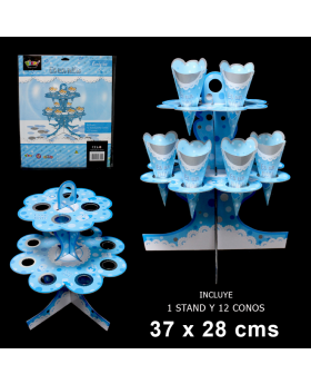 STAND CONOS BABY NIÑO CELESTE SILVER /72