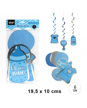 DECO COLGANTE NIÑO CELESTE SILVER