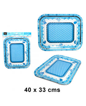 BANDEJA RECTANGULAR BABY NIÑO CELESTE SILVER /132