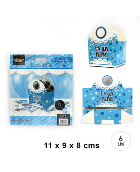 ST 6UN CAJA DULCES CON FORMAS BABY CELESTE SILVER