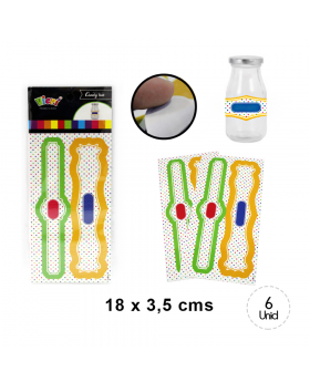 ADH. ETI. BOTELLA VIDRIO 200ML POLKA COLORES/612