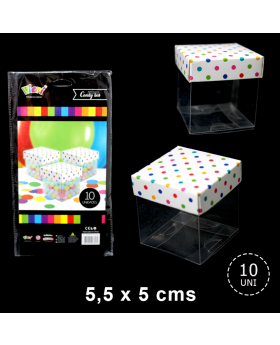 TAPA CAJA TRANSPARENTE POLKA COLORES/192