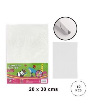 GOMA EVA GLITTER 20x30CM BLANCO SET10U /100
