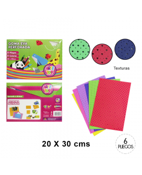 CARPETA GOMA EVA PERFORADA 6 COLORES 20x30CM /50
