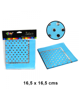 SERVILLETA CELESTE POLK. GOLDEN SET12U /200