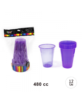 ST 12 VASOS 16 OZ LILA NEON/48