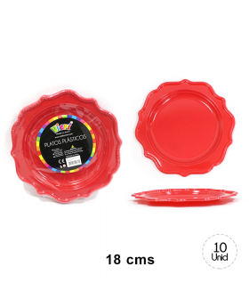 PLATO ROMANTIC ROJO 18CM SET10U /36