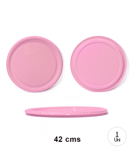 BANDEJA REDONDA BORDE ROSADA/24