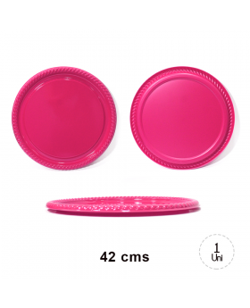 BANDEJA REDONDA BORDE FUCSIA 42CM /24