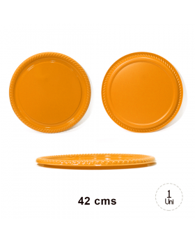 BANDEJA REDONDA PLAST. NARANJA 42CM CON BORDE /24