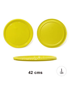BANDEJA REDONDA PLAST. AMARILLO 42CM CON BORDE /24