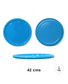 BANDEJA REDONDA PLAST. TURQUESA 42CM CON BORDE /24