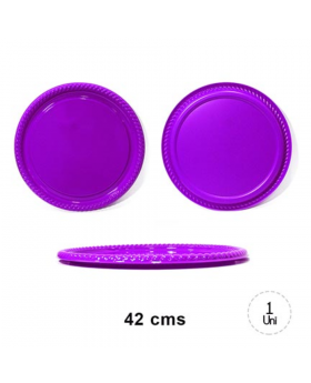 BANDEJA REDONDA BORDE MORADA/24
