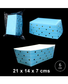 CAJA SNACK RECTANGULAR X6 CELESTE/72