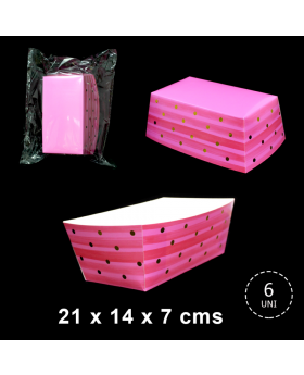 CAJA SNACK RECTANGULAR X6 ROSADO/72