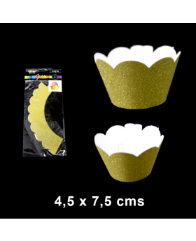 CAPSULAS CUPCAKE CON FORMAS DORADO FOIL/120