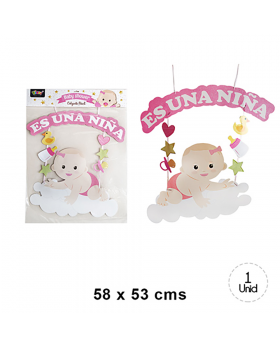 SET 5 COLGANTE BABY SHOWER NUBE GIRL 5/125
