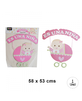 SET 5 COLGANTE BABY SHOWER COCHE GIRL 5/125