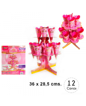 STAND CONOS TROQUEL DISENO PRINCESA GOLDEN/48