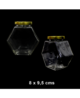FRASCO VIDRIO CANDY HEXAGONAL TAPA METAL 180ML /60
