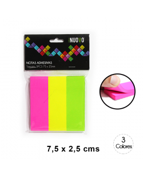 NOTAS ADHESIVAS LINES 3 COLORES 75x25MM NUOVO /480