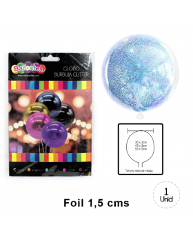 ST GLOBO BURBUJA GLITTER CELESTE
