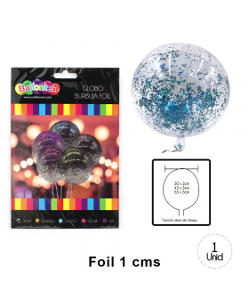 GLOBOS CONFETTI FOIL AZUL 12UN/200