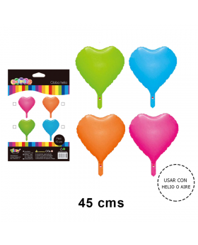 GLOBOS HELIO DE CORAZONES MIX COLOR NEON/600